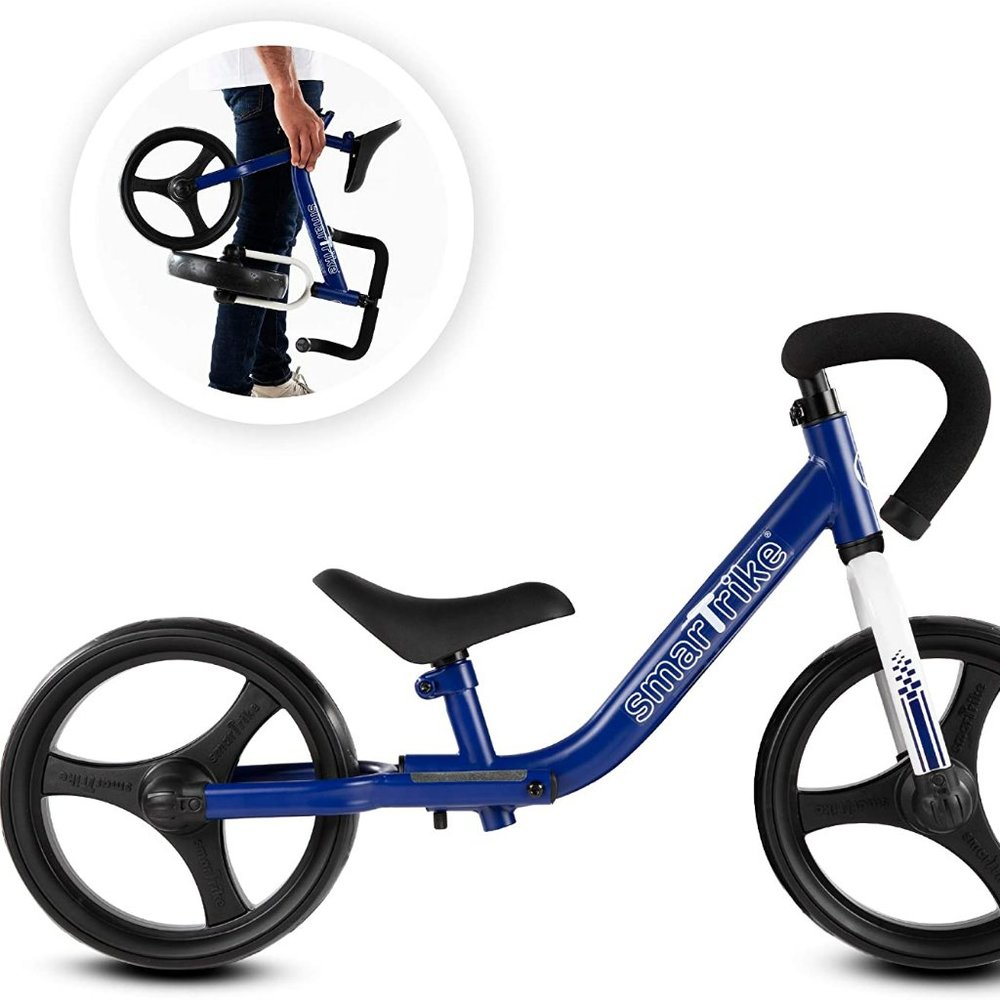 smarTrike Folding Adjustable Kids Balance Bike with Protective Elbow & Knee Pads